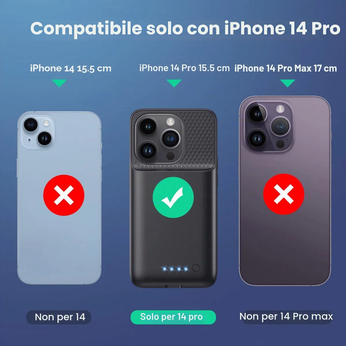 Feob Custodia per batteria per iPhone 14 Pro, con batteria supplementare da 7200 mAh, con batteria ricaricabile rimovibile, per iPhone 14 Pro [6,1 pollici)