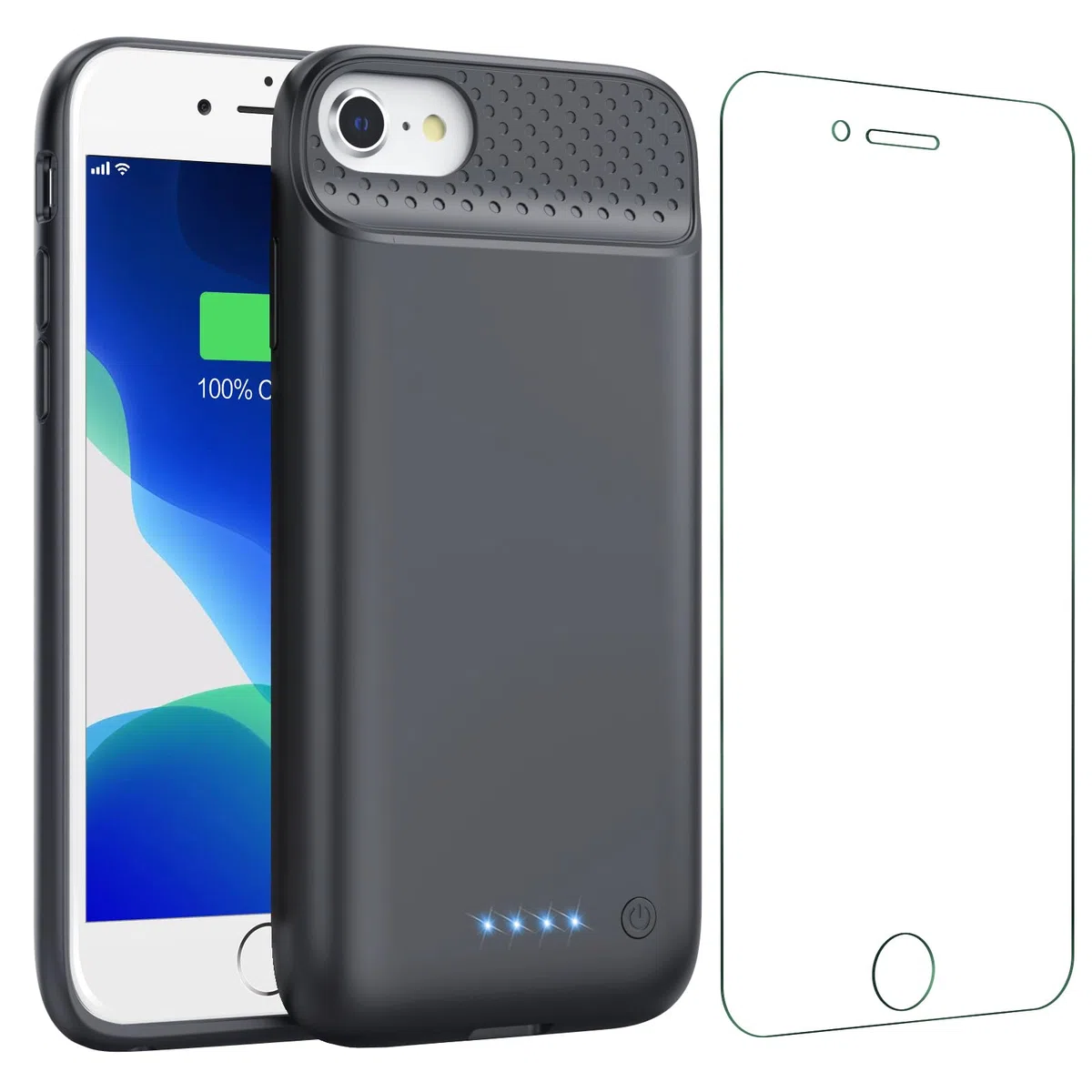 Feob Cover Batteria per iPhone 6/6s/7/8/ SE (2020/2022)-4,7", 7000mAh Cover Ricaricabile Battery Case Custodia Batteria Caricabatterie Power Bank per iPhone 6 /6s/ 7/8/ SE-4,7"-Nero