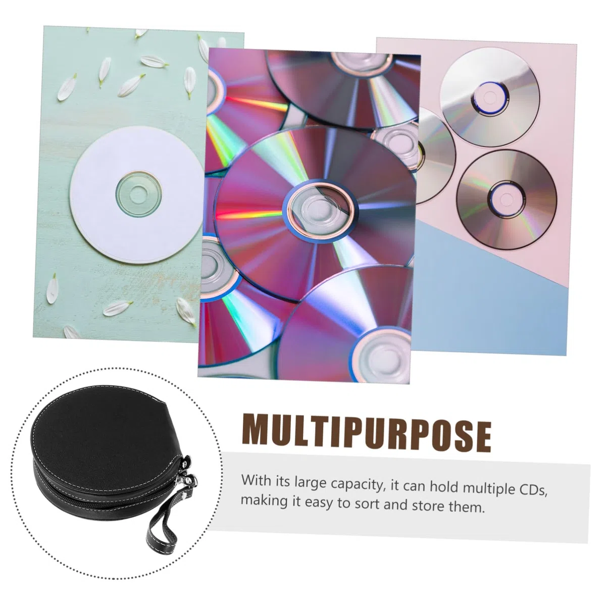 PartyKindom Porta CD per Auto capacità 20 Dischi, Custodia Sottile e Compatta in Pu Nero, Facile da Pulire Design Elegante, per Casa e Viaggio