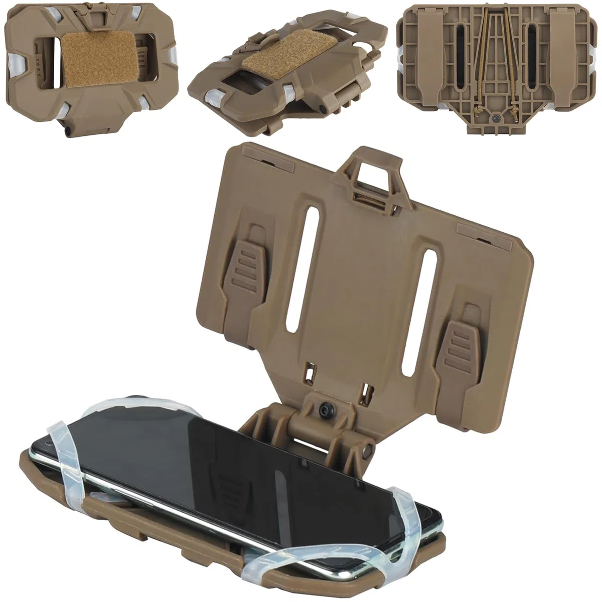 Supporto tattico universale per telefono Molle, supporto per telefono, a sgancio rapido, pieghevole, navigatore per schermo da 4,7 a 6,7 pollici (marrone)