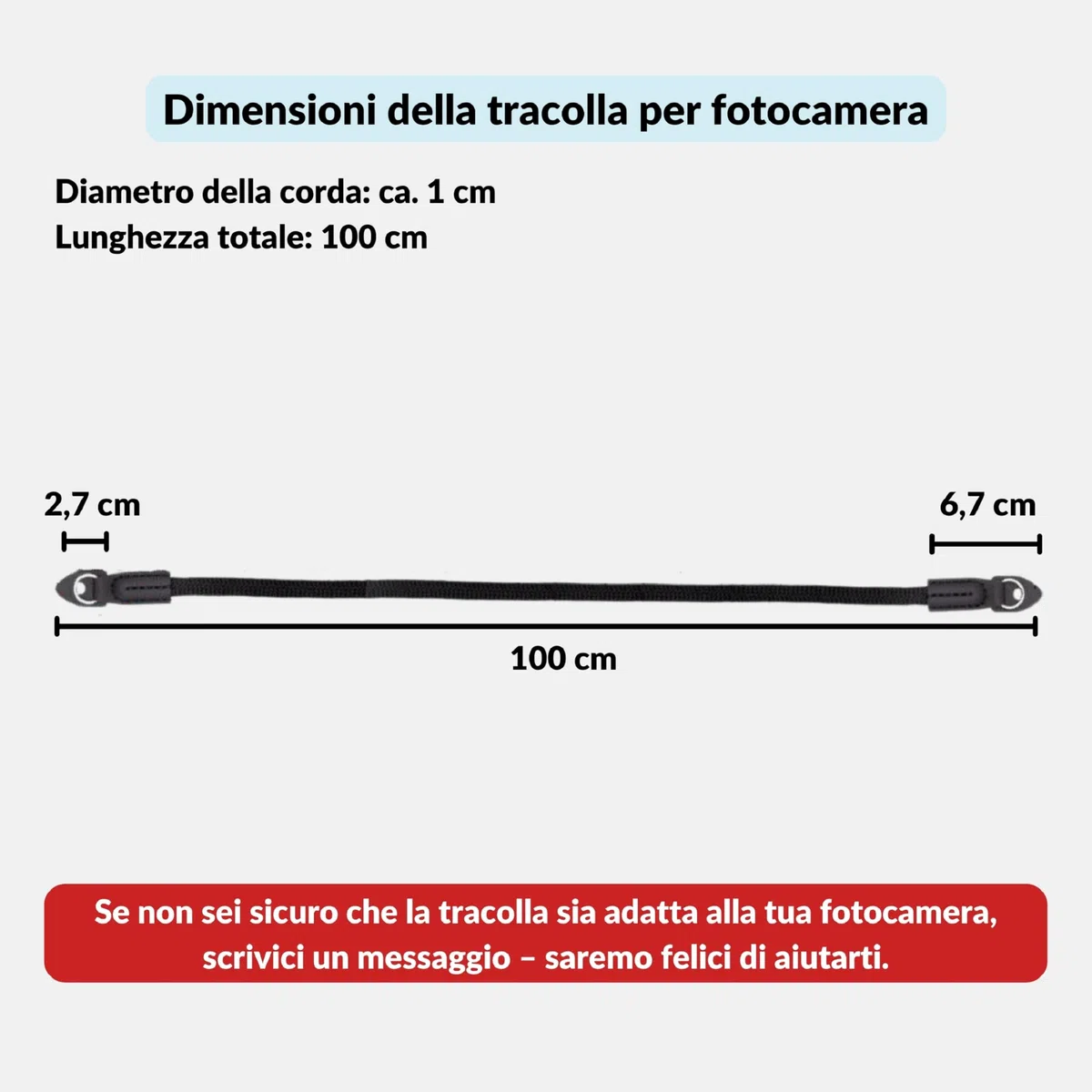 LENS-AID Tracolla per fotocamera effetto corda, 100 cm: come tracolla per il collo per il trasporto di una fotocamera di diversi produttori