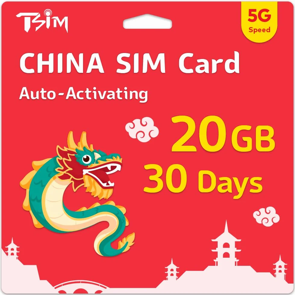 Cina SIM Card 30 giorni | 20 GB di dati ad alta velocità | Attivazione automatica | Condivisione hotspot consentita | Supporto Google, Facebook, Whats app e altro ancora. Solo dati Nessuna voce.