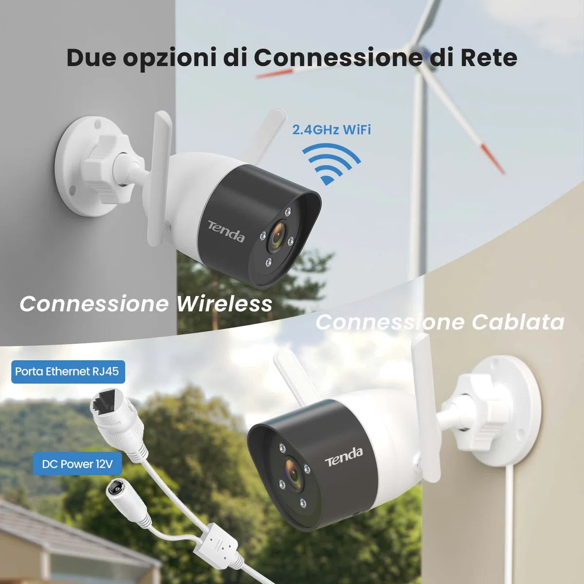 Tenda Telecamera Wi-Fi Esterno, 1080P Videocamera Sorveglianza Esterno con Visione Notturna a Colori 30m, Audio Bidirezionale, Rilevamento di Movimento e Persone, Compatibile con Alexa, CT3