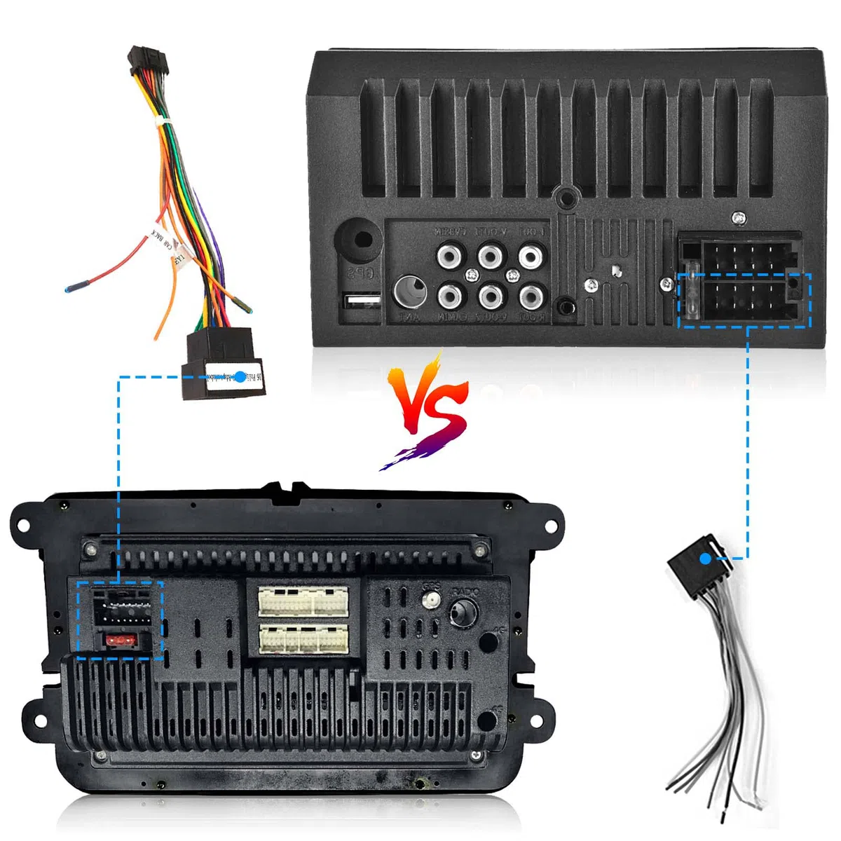 Cavo 16 Pin Adattatore ISO Cavo Connettore 16 Poli Standard ISO Adattatore per Android Autoradio Universale, con Linee di Controllo del Volante e Linea di Controllo Inverso, Adattatore Cavo 16 Poli