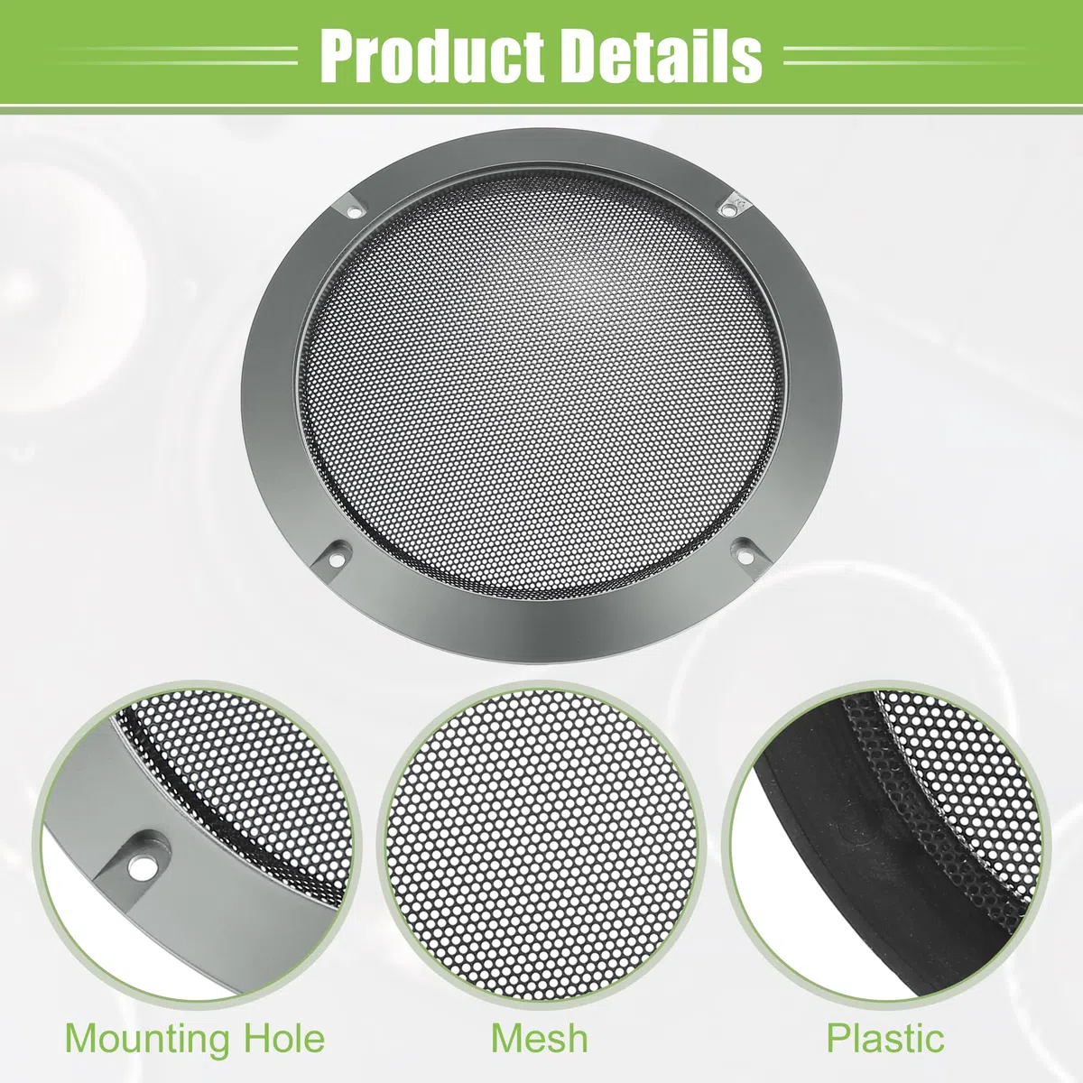 X AUTOHAUX Griglia universale per altoparlanti auto, 10,2 cm e 16,5 cm, protezione rotonda per subwoofer audio, con viti di montaggio, grigio ferro, confezione da 4