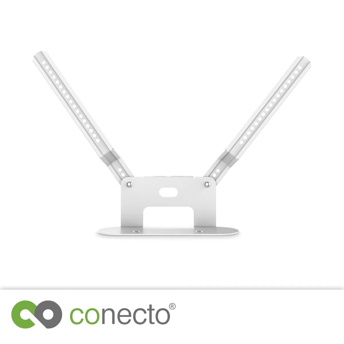 conecto, staffa per altoparlante per il montaggio diretto sulla TV per SONOS Beam Soundbar, materiale: acciaio e alluminio, bianco