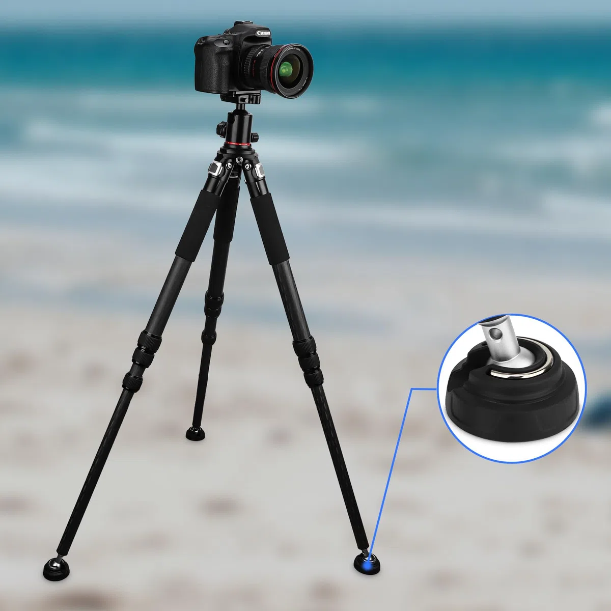 Set di 3 piedini per treppiede in gomma con viti da 9,5 mm, filettatura antiscivolo universale per fori per viti da 9,5 mm, larghezza 50 mm