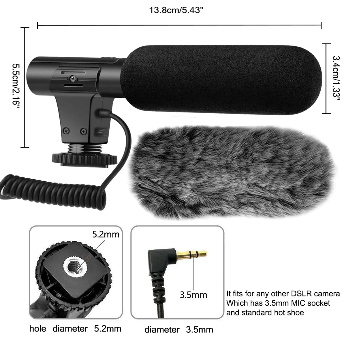 Microfono per fotocamera, microfono video per interviste DSLR, microfoni per Canon Nikon Sony Panasonic Fuji