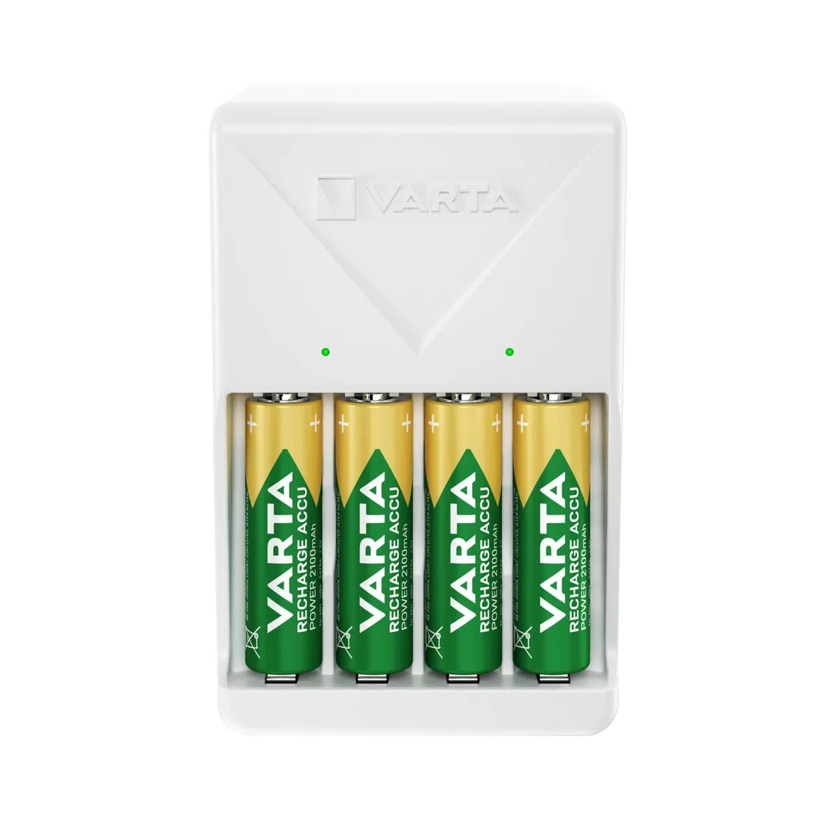 VARTA Caricabatterie, incl. 4X AA 2100mAh, caricatore per batterie ricaricabili, carica 2 o 4 AA/AAA contemporaneamente, Plug Charger