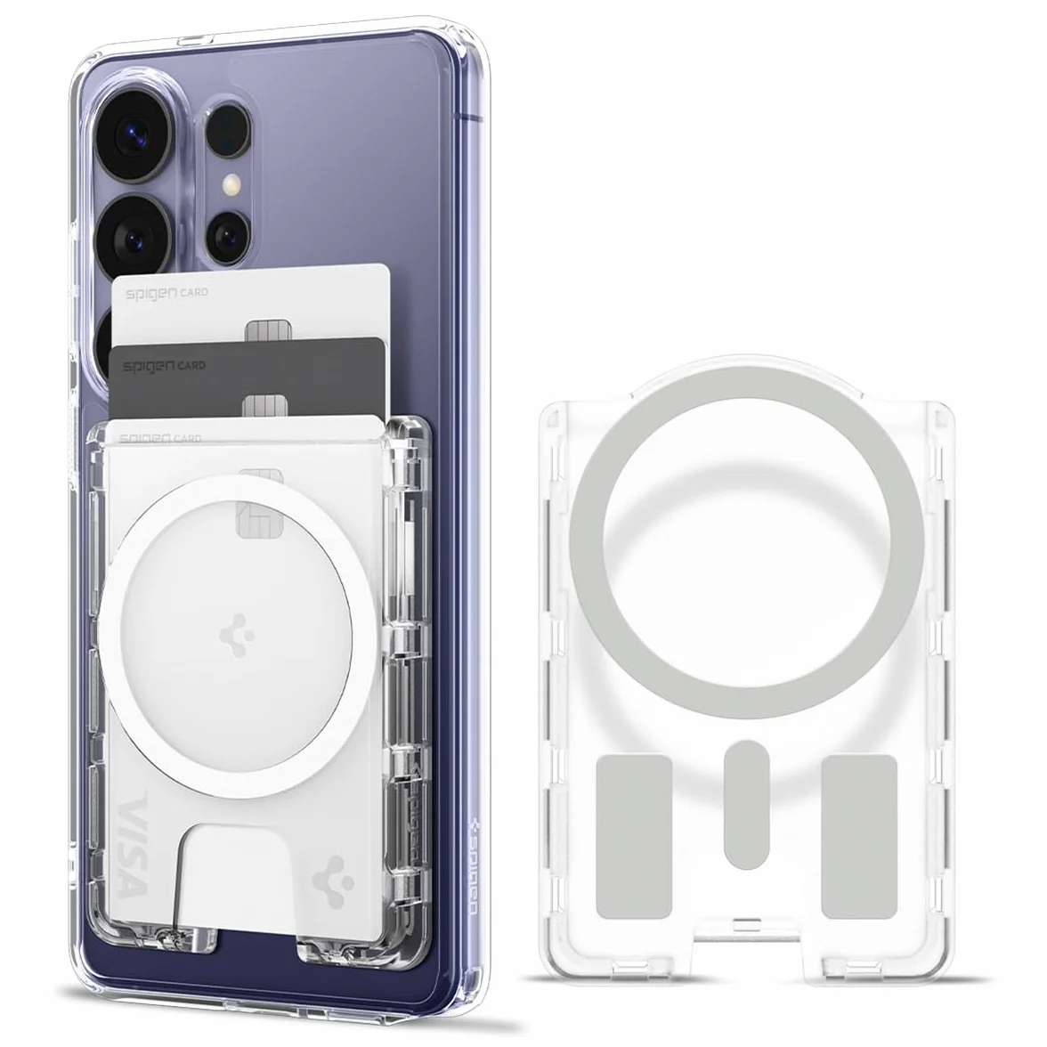 Spigen Ultra Hybrid MagFit+ Portafoglio Magnetico Compatibile con Samsung Galaxy S26 & S25 Serie, S25 Edge e Z Fold 7 - Trasparente