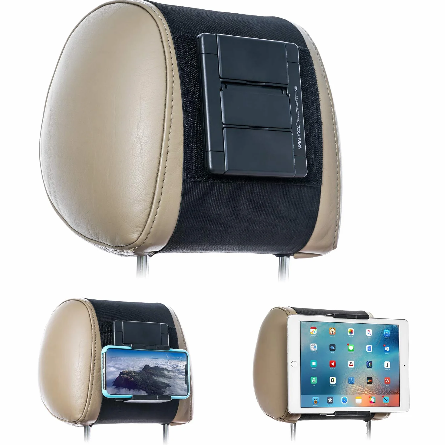 Supporto per poggiatesta auto, per tablet e telefoni con schermi da 5 a 10,5", per Apple iPhone, iPad Air Mini, Samsung Galaxy, Nintendo Switch