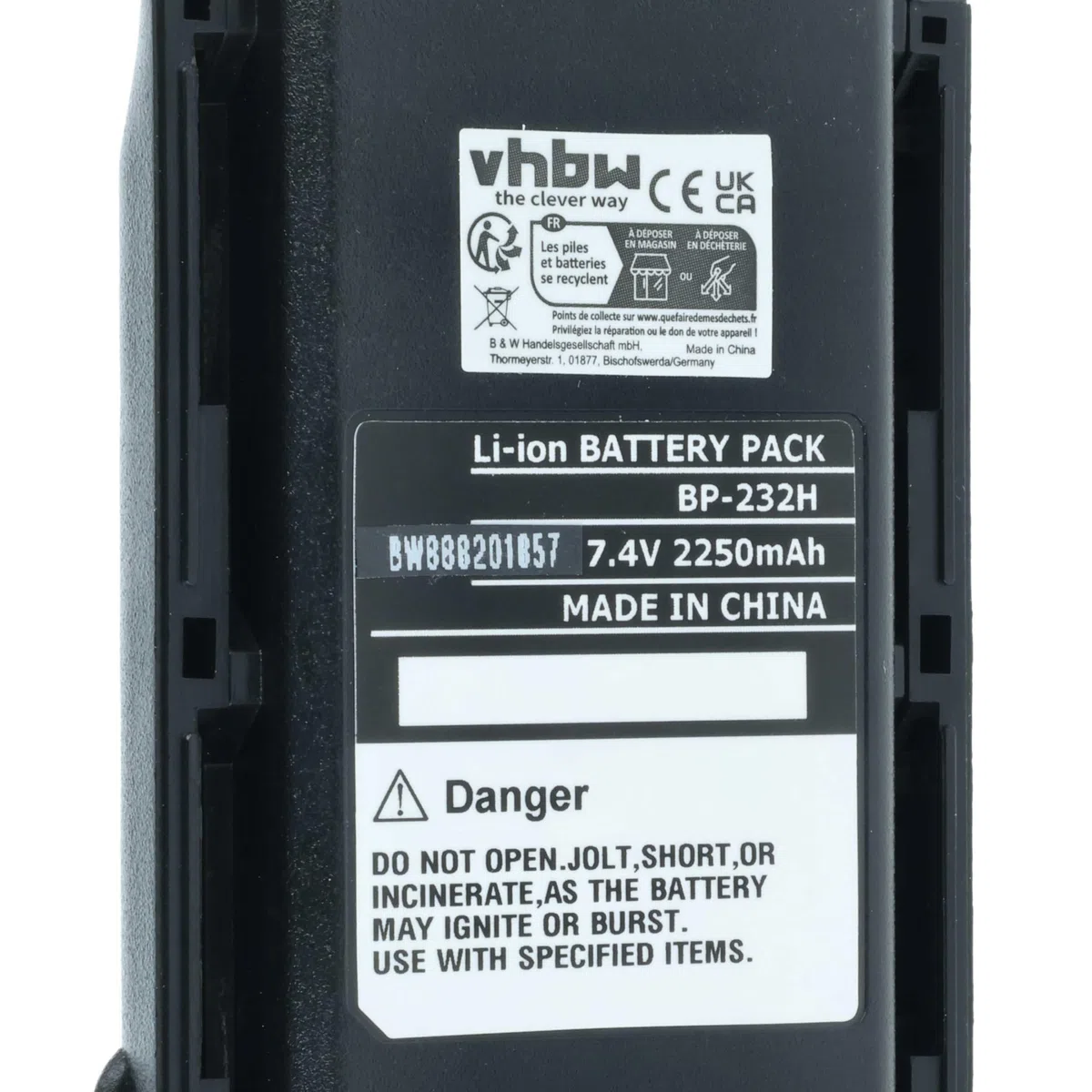 vhbw batteria sostituisce Icom BP-232LI, BP-232N, BP-232WP per radio (2250mAh, 7,2V, Li-Ion)