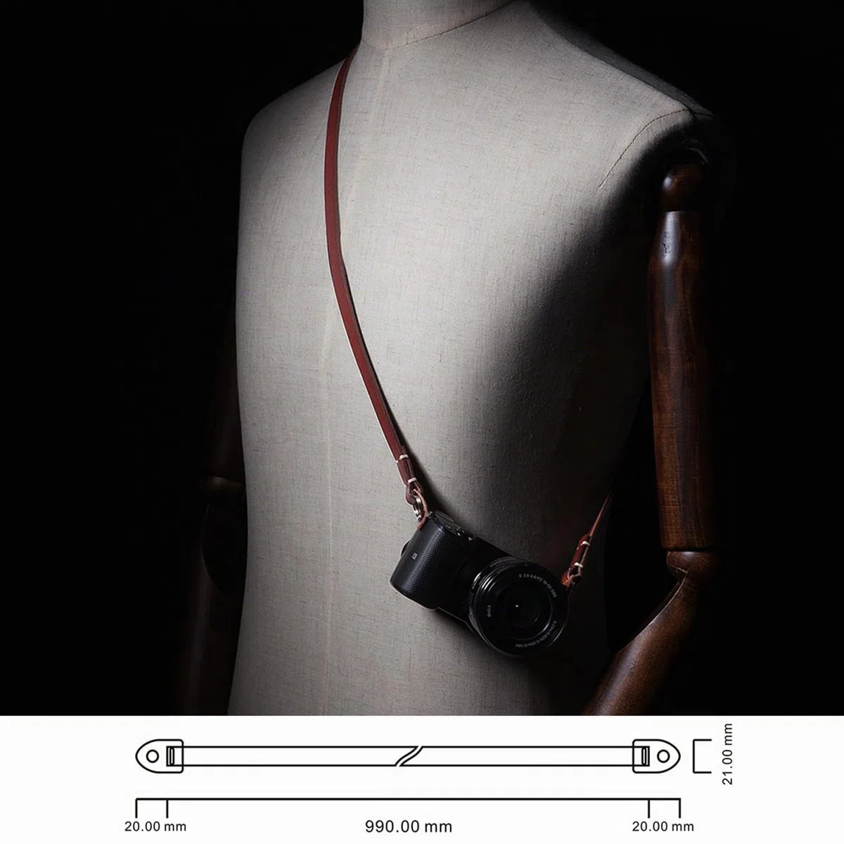 Tracolla per fotocamera con collare in pelle naturale per fotocamera DSLR SLR compatta per Sony, Canon, Pentax, Nikon, Olympus, ecc