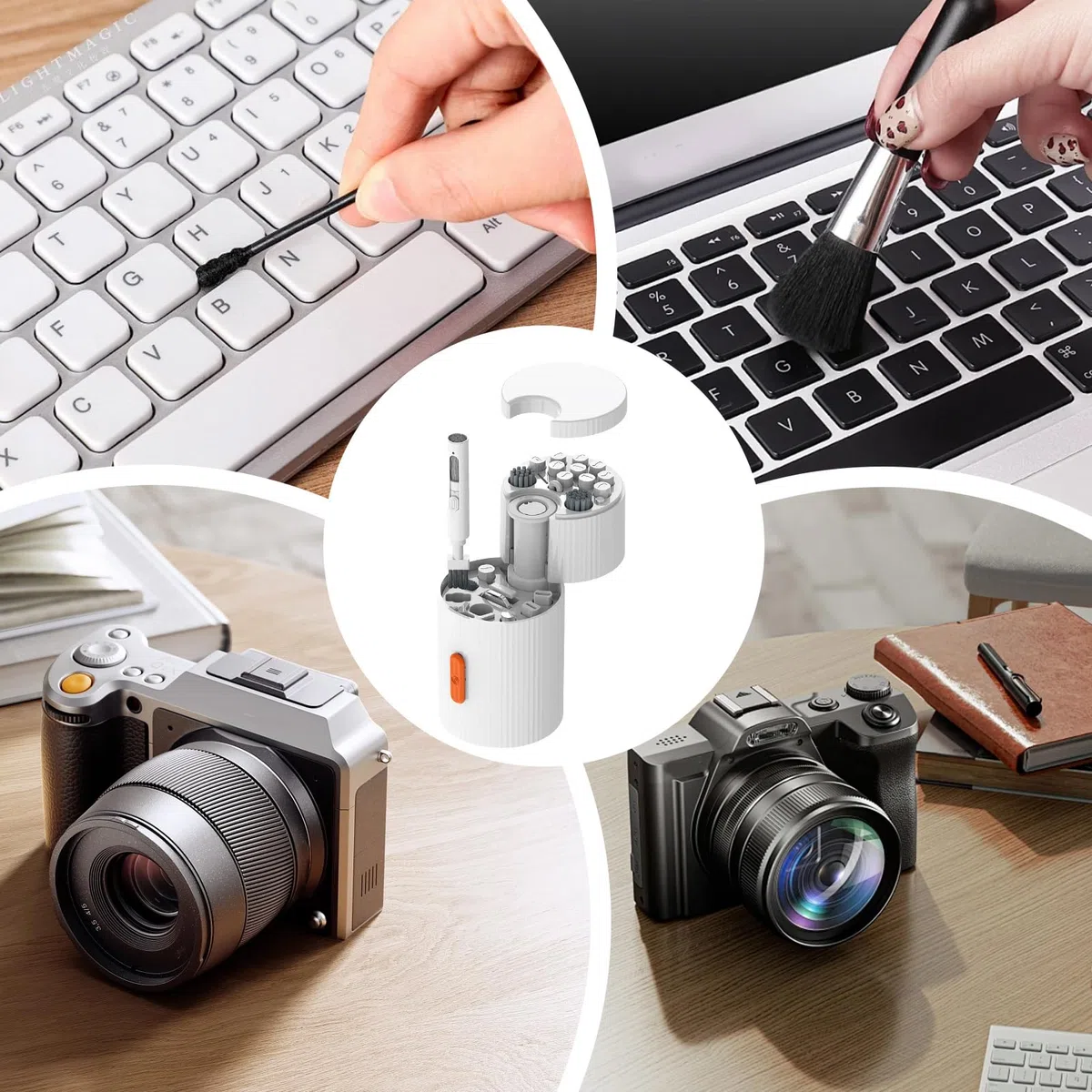 Kit di pulizia per tastiera, spazzola elettronica portatile, mini aspirapolvere con struttura ad alta, set di strumenti multifunzione con stile professionale, tecnologia per laptop e