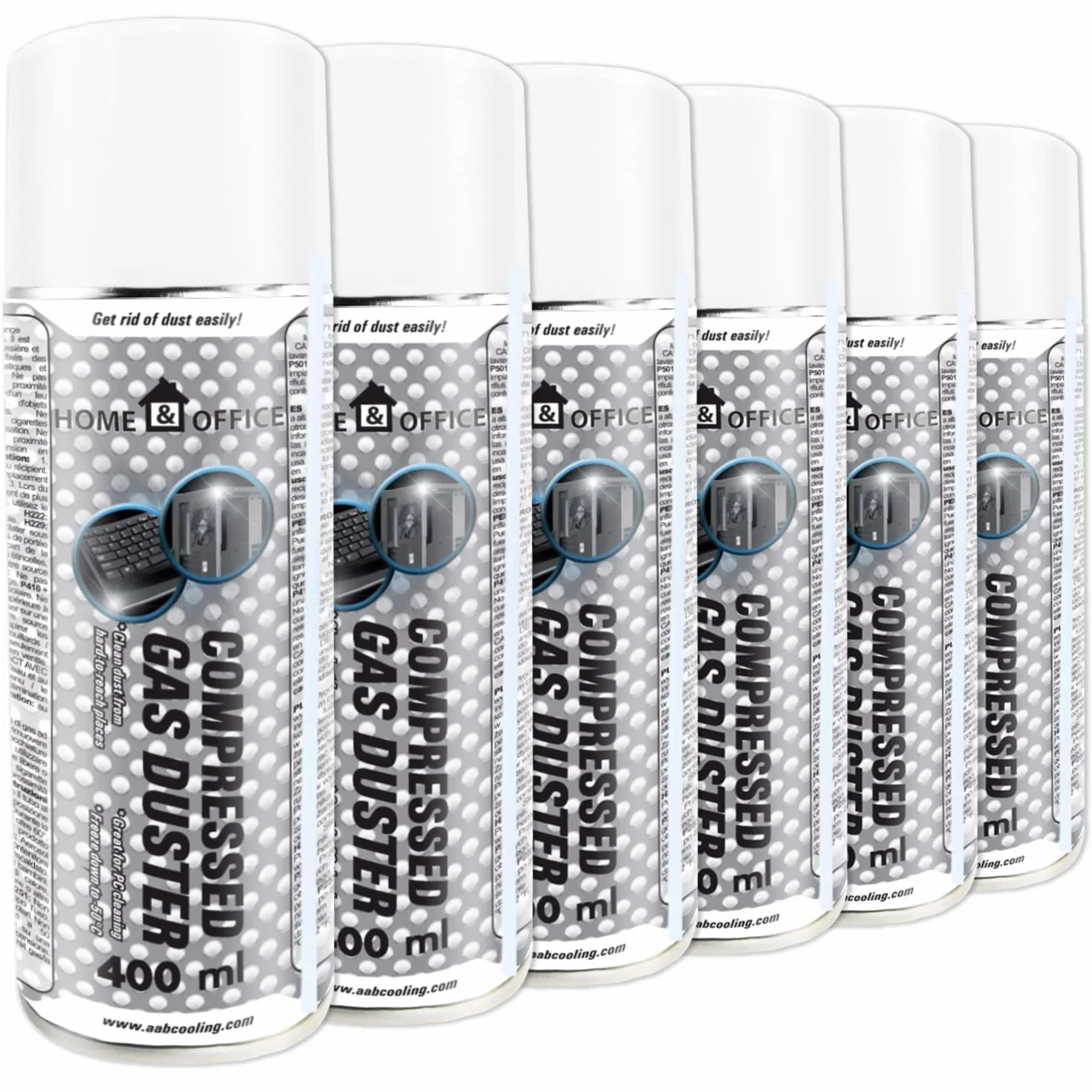 AABCOOLING Home&Office Compressed Gas Duster 6x 400ml - K1, Aria Compressa, Bombolette Spray, Pulitore Pc, Aspiratori ad aria compressa, Pulizia ufficio, Bomboletta Aria Compressa Pulizia PC