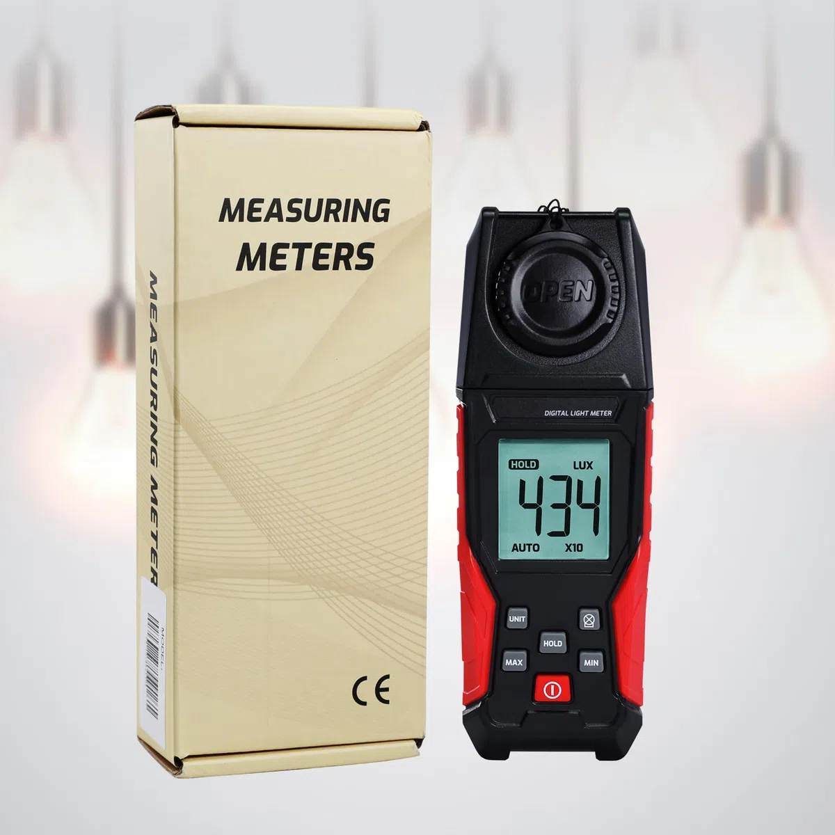 Luxmetro digitale 0,01-200,000 Lux per LED, piante, fotografia, luminanza, candele per piedi, alta precisione, sensore di illuminazione portatile, display LCD, gamma automatica, batteria inclusa