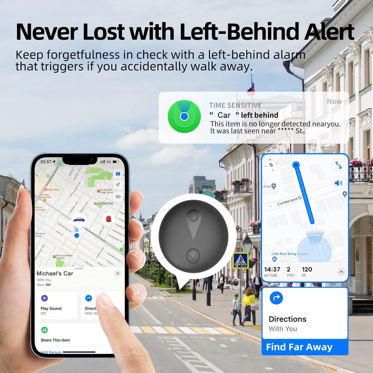 Localizzatore GPS per Auto, Mini Tracciatore Magnetico Senza Sottoscrizione, Compatibile con Android/iOS, Tracciamento in Tempo Reale, Impermeabile IP68, Compatto per Auto, Animali e Bagagli, Nero