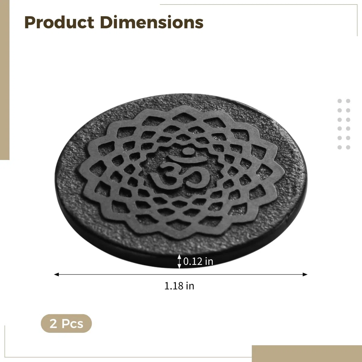 2 adesivi in shungite per smartphone, stile antico, design rotondo, schermatura emf per telefoni cellulari, simboli Ohm geometrici piastre di shungite