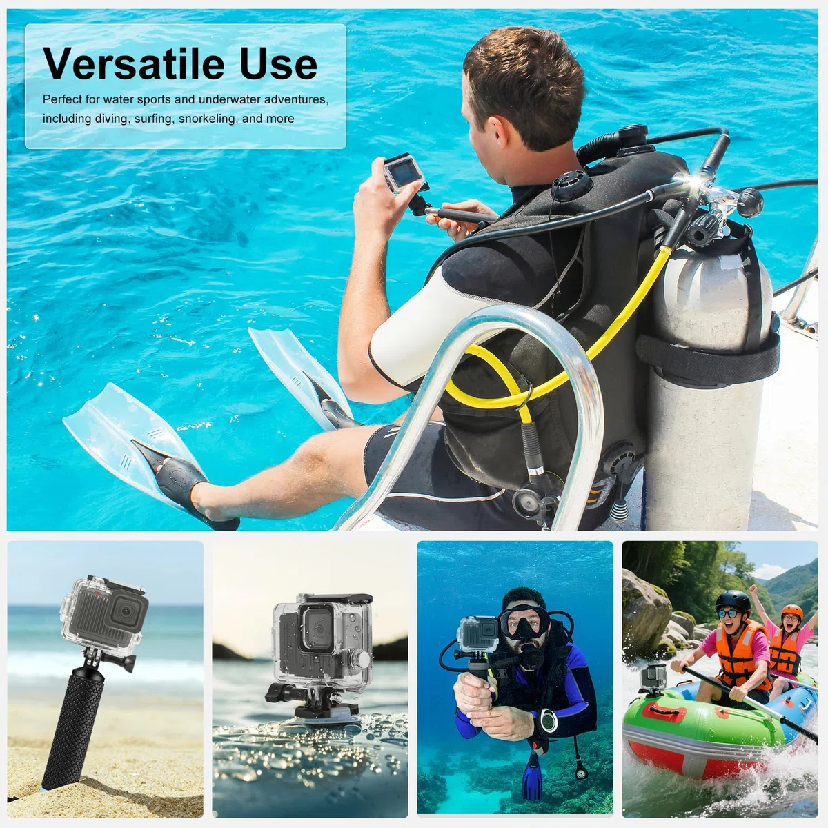 Custodia subacquea per GoPro HERO 4K 2024, PULUZ 60 m, custodia impermeabile con vite per fotografia fotocamera HERO 4K 2024