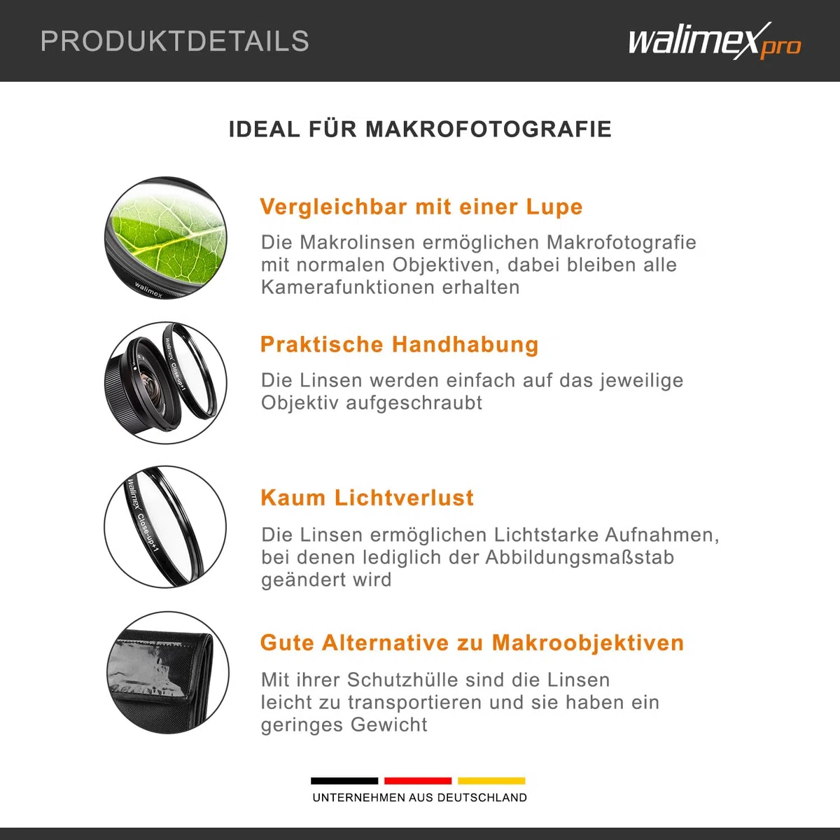 Walimex Close up Makrolinsen-Set 72mm inkl. +1/+2/+4/+10 Dioptrien