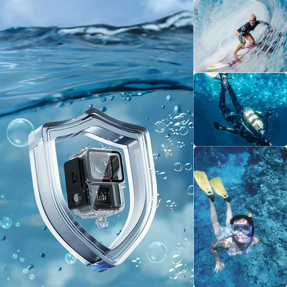 Custodia impermeabile per Insta360 Ace Pro 2, 45M Subacquea Case Non scarica Microfono Copertura, Orizzontale-verticale Custodia protettiva Accessori per Insta360 Ace Pro 2