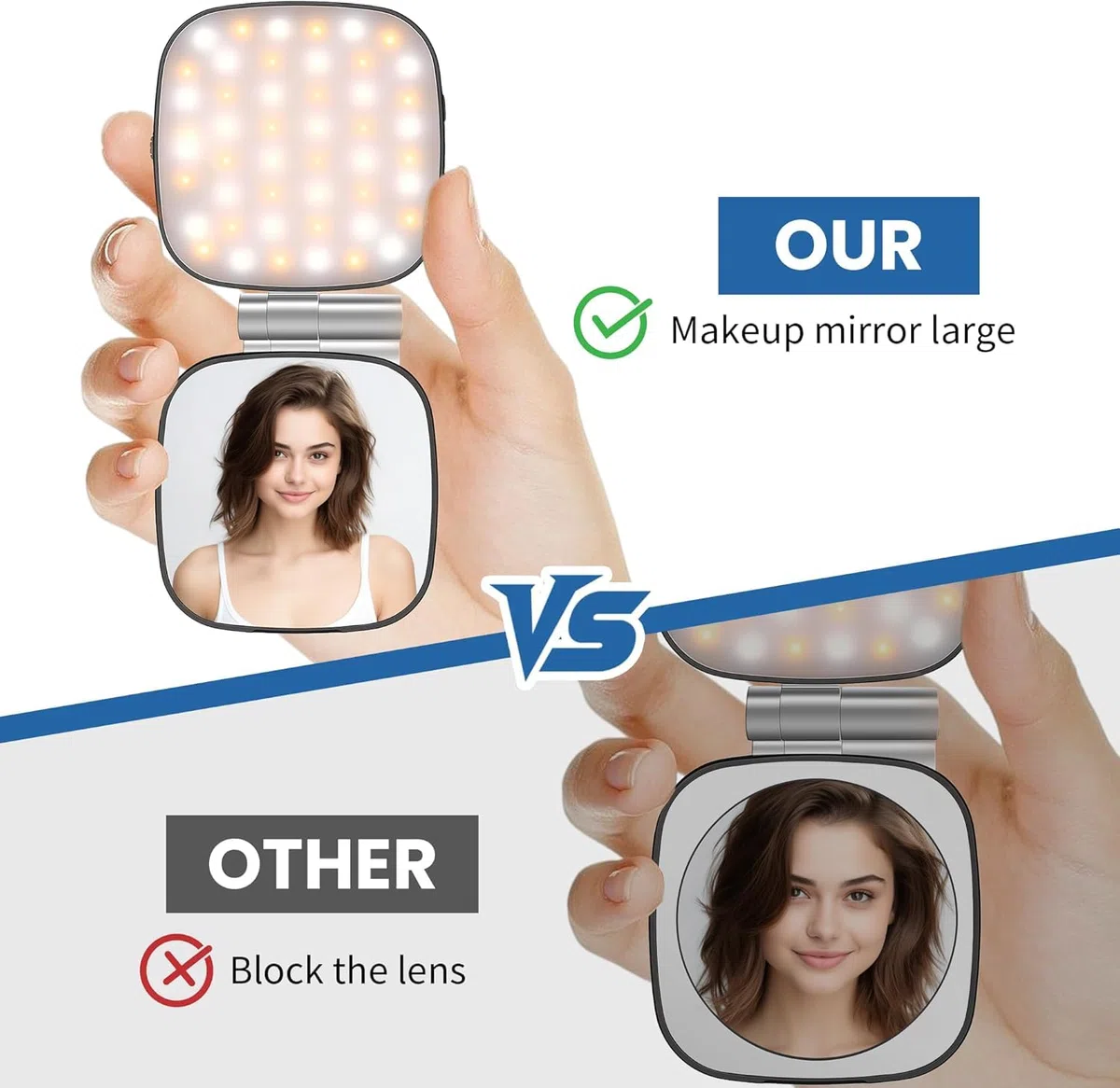 Vibe LED - Luce magnetica per selfie per iPhone, luce del telefono con specchio, fissaggio istantaneo per MagSafe, per selfie, videoconferenze