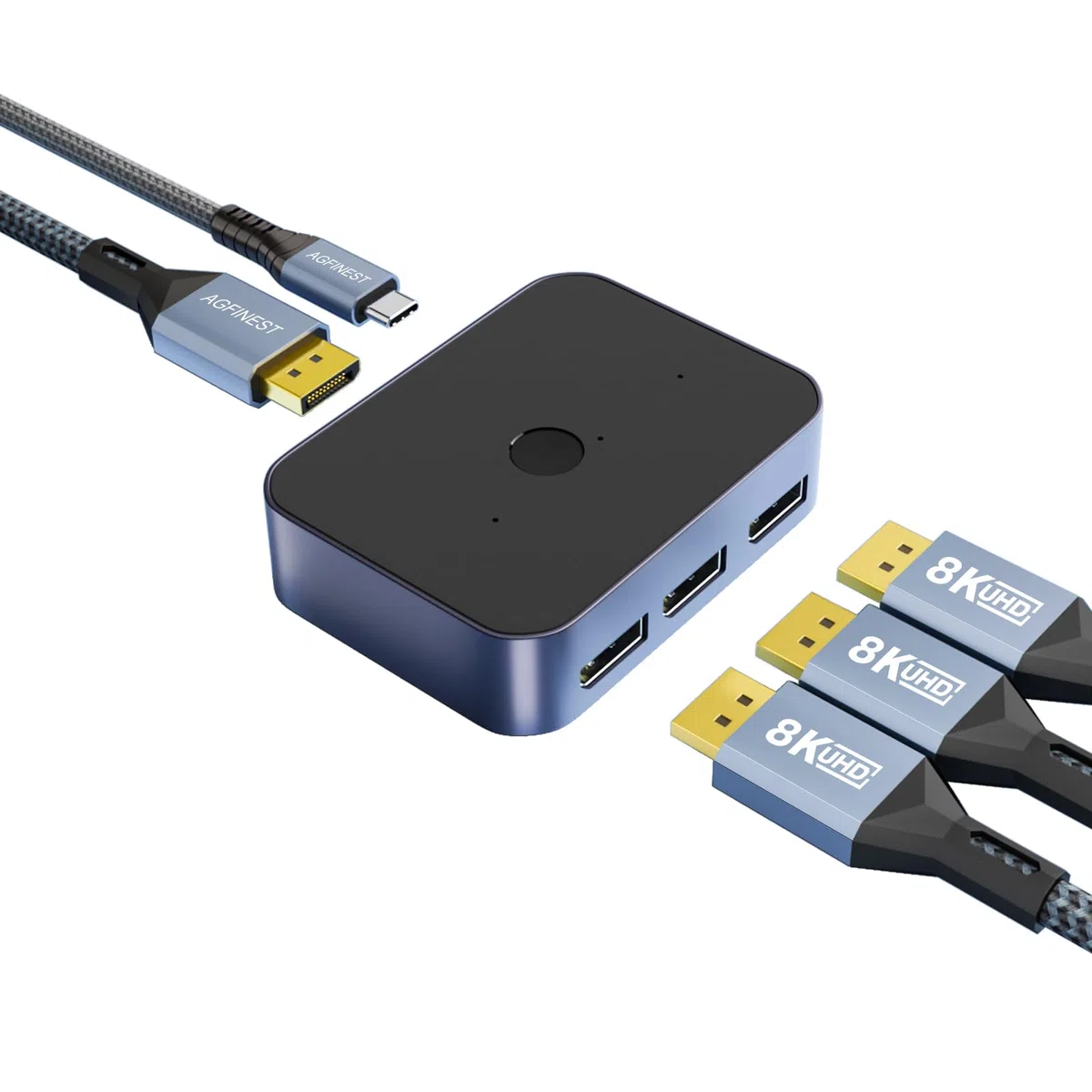 Switch 8K DisplayPort 1.4, DP Switcher 3 in 1 Out, 8K@60Hz 4K@144Hz, interruttore On-click, supporta Dolby Atmos, HDR, DTS, DSC, UHD per PC Monitor Laptop