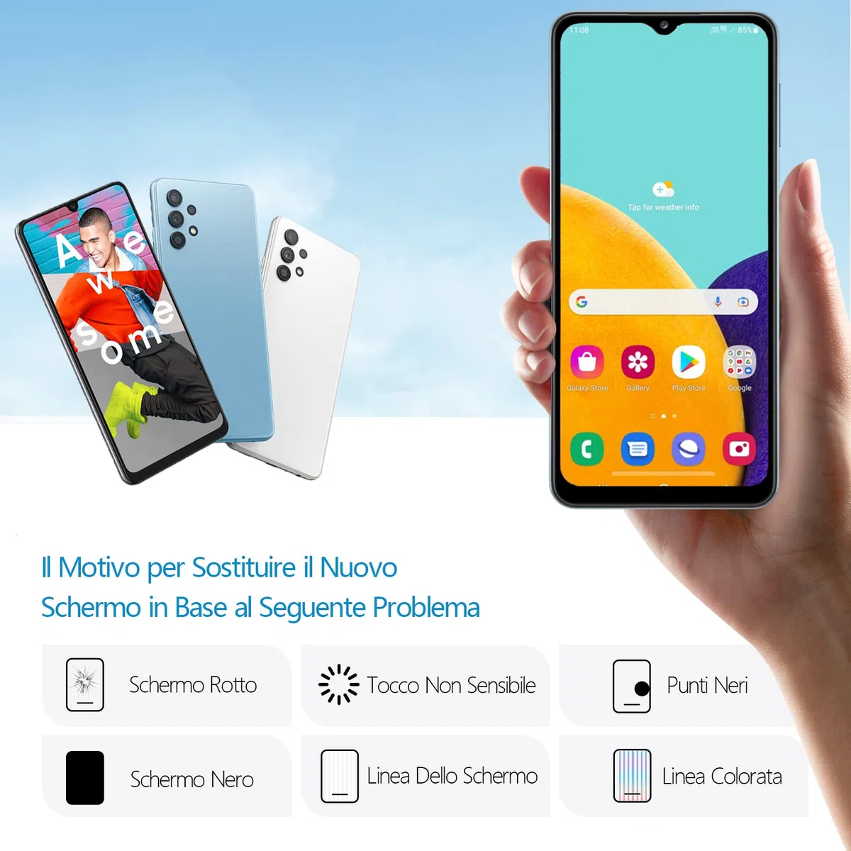 RongZy LCD Schermo per Samsung Galaxy A32 5G A326 SM-A326B Display Digitizer Assembly Vetro di Ricambio Touch Screen con Strumenti (Nero con Cornice)