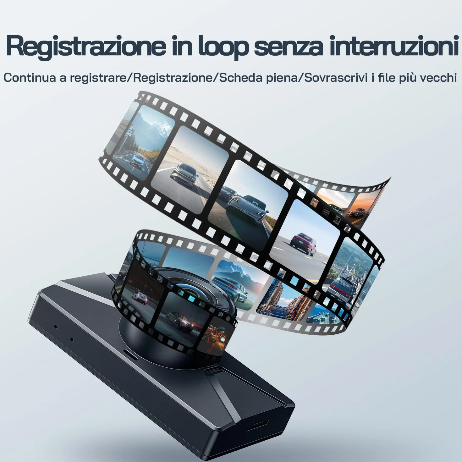 WOLFANG 2.5K Doppia Dashcam, Dash Cam Auto IPS 3" con Grandangolo di 310°, 1440P+1080P FHD Telecamera, Visione Notturna,G-Sensor, WDR, Monitor di Parcheggio, Registrazione in Loop