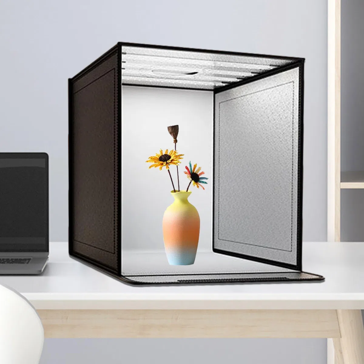 Scatola luminosa portatile per studio fotografico - pieghevole con luci a LED integrate | Kit fotomatone per fotografia di prodotto, anelli, trucco, animali domestici, artigianato e modelli | Te