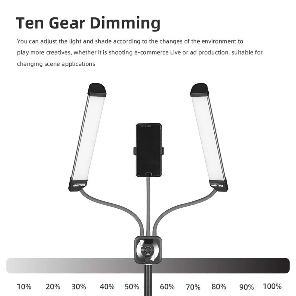 AL-20 Luce LED a doppio braccio 40 W 3000 K-6000 K (± 200 K) con schermo LCD e telecomando per trucco di bellezza, manicure, tatuaggi, live online, studio fotografico