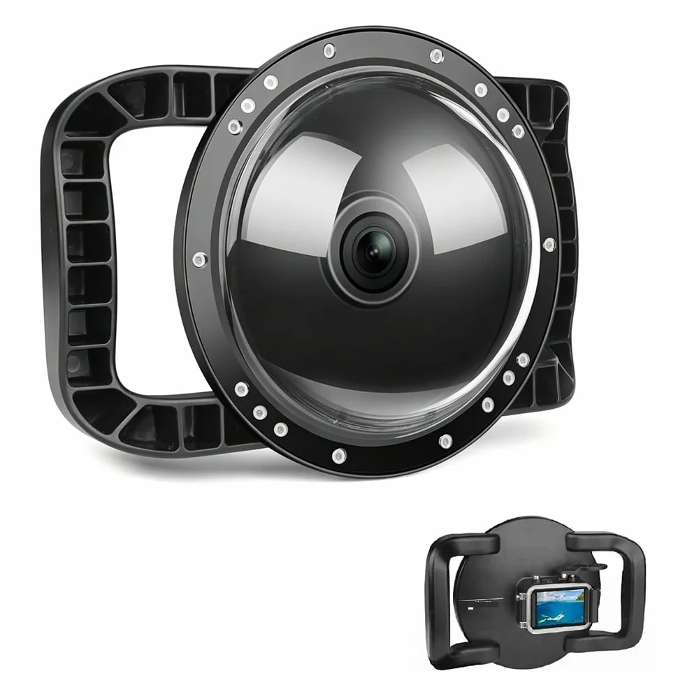 Doppia maniglia stabilizzatore Grip Dome Port per DJI OSMO Action 4/5 Pro/6 fotocamera, porta cupola subacquea, funzionamento conveniente, impermeabile fino a 30 m