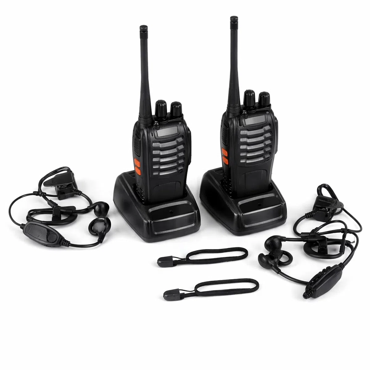 Walkie Talkie Professionali 2 Pezzi Bdit Accessori con Auricolari, Base di Ricarica, Lungo Raggio, Radio Ricetrasmittente Portatile per Sicurezza, Magazzino, Cantiere, Hotel