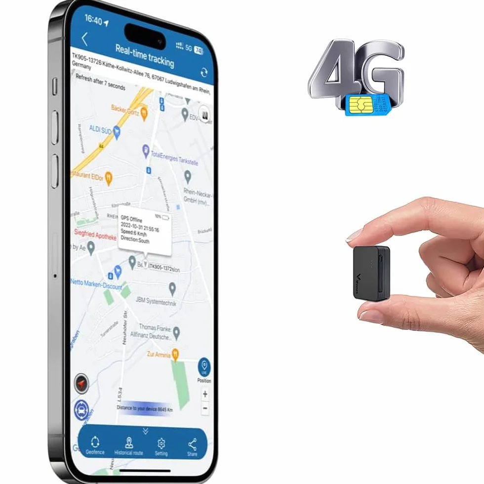 4G Mini Localizzatore GPS per Auto con Scheda SIM 1500mAh Batteria 60 Giorni di Standby Magnetico Micro GPS Tracker Spia Dispositivo Antifurto Impermeabile Localizzatore per Veicoli Moto 4G TK903