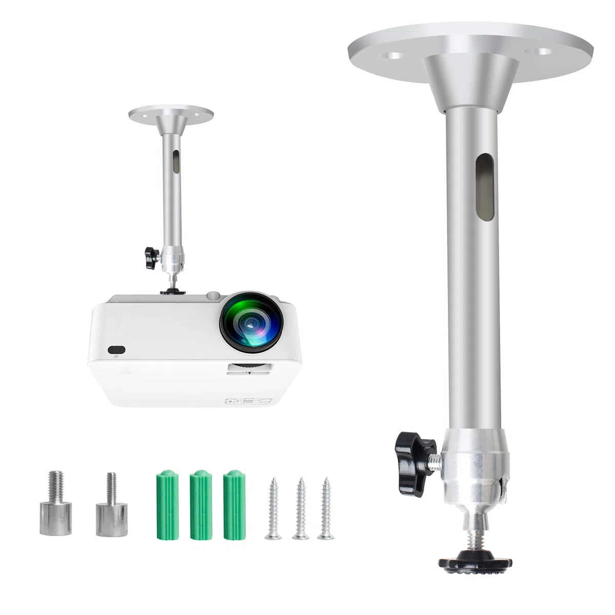 Mini supporto per proiettore da parete compatibile con QKK,DR.J Upgrade,DBPOWER,Anker,VANKYO,AAXA Technologies, PVO,Artlii,LoongSon,APEMAN e molti (175 mm, argento)