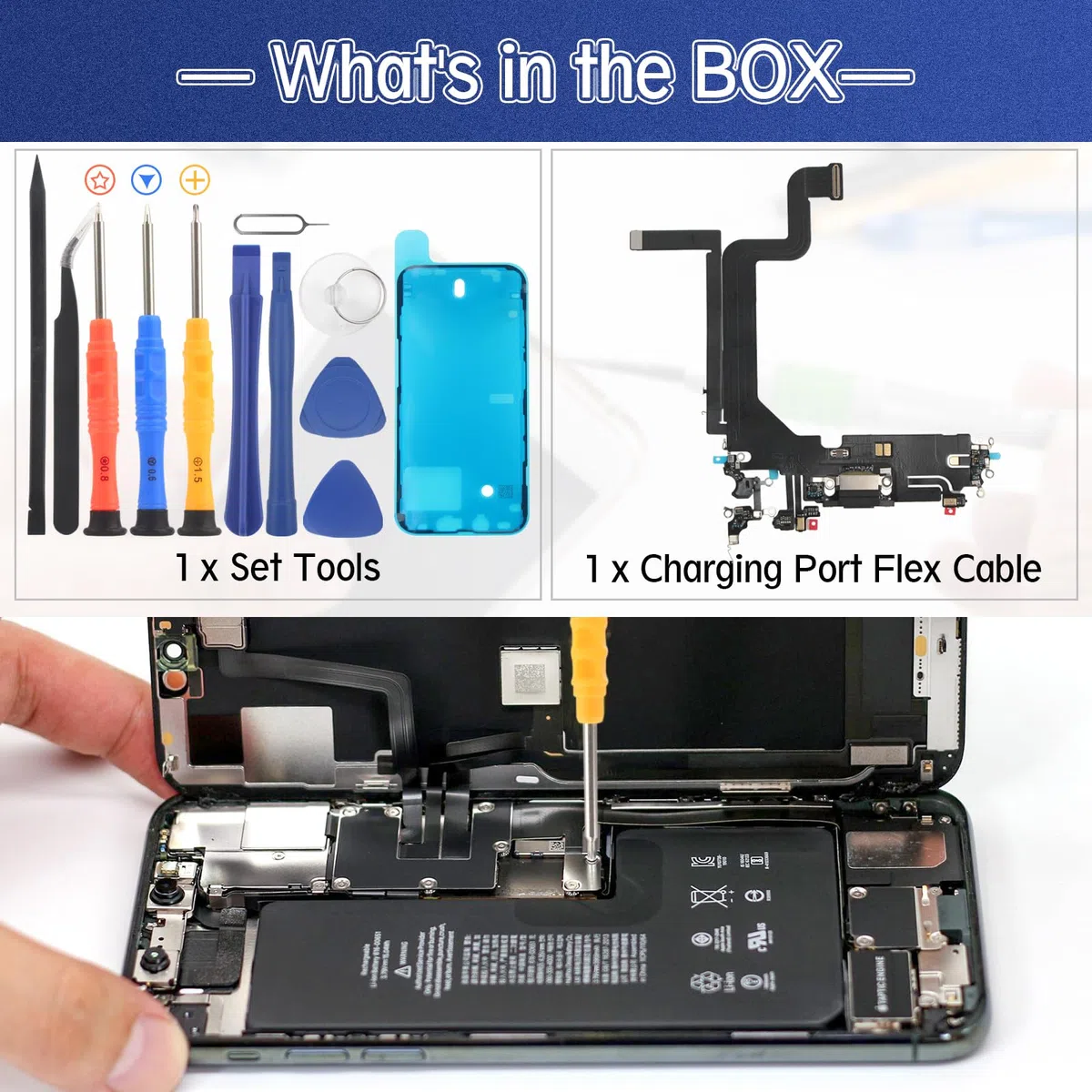 RongZy Connettore Dock per iPhone 14 PRO Max Dock Charging di Ricambio Presa di Ricarica Cavo Flessibile con Strumenti