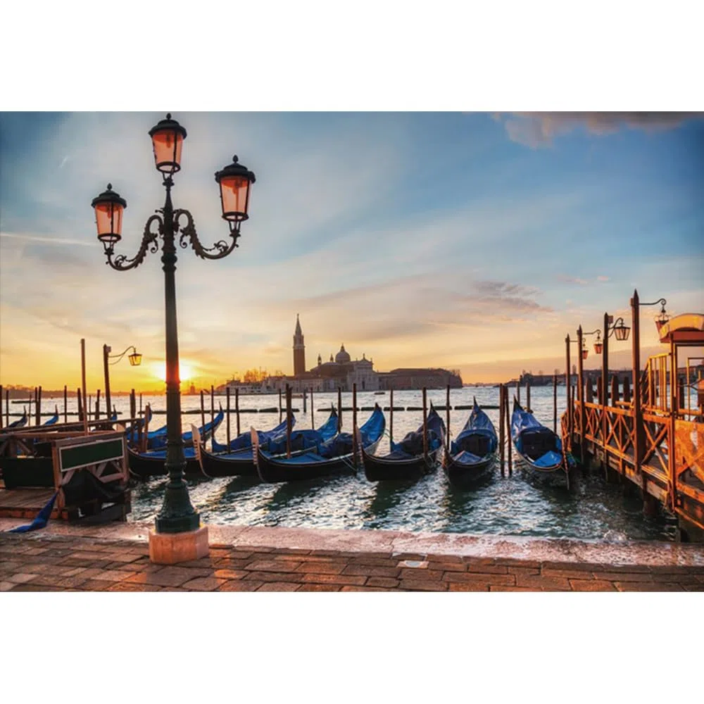 YongFoto 2,2x1,5m Sfondo Fotografico Gondole italiane tradizionali in Europa Venezia Chiesa San Giorgio Maggiore Sunrise Fondale Foto Festa Bambini Boby Nozze Adulto Partito Studio Puntelli