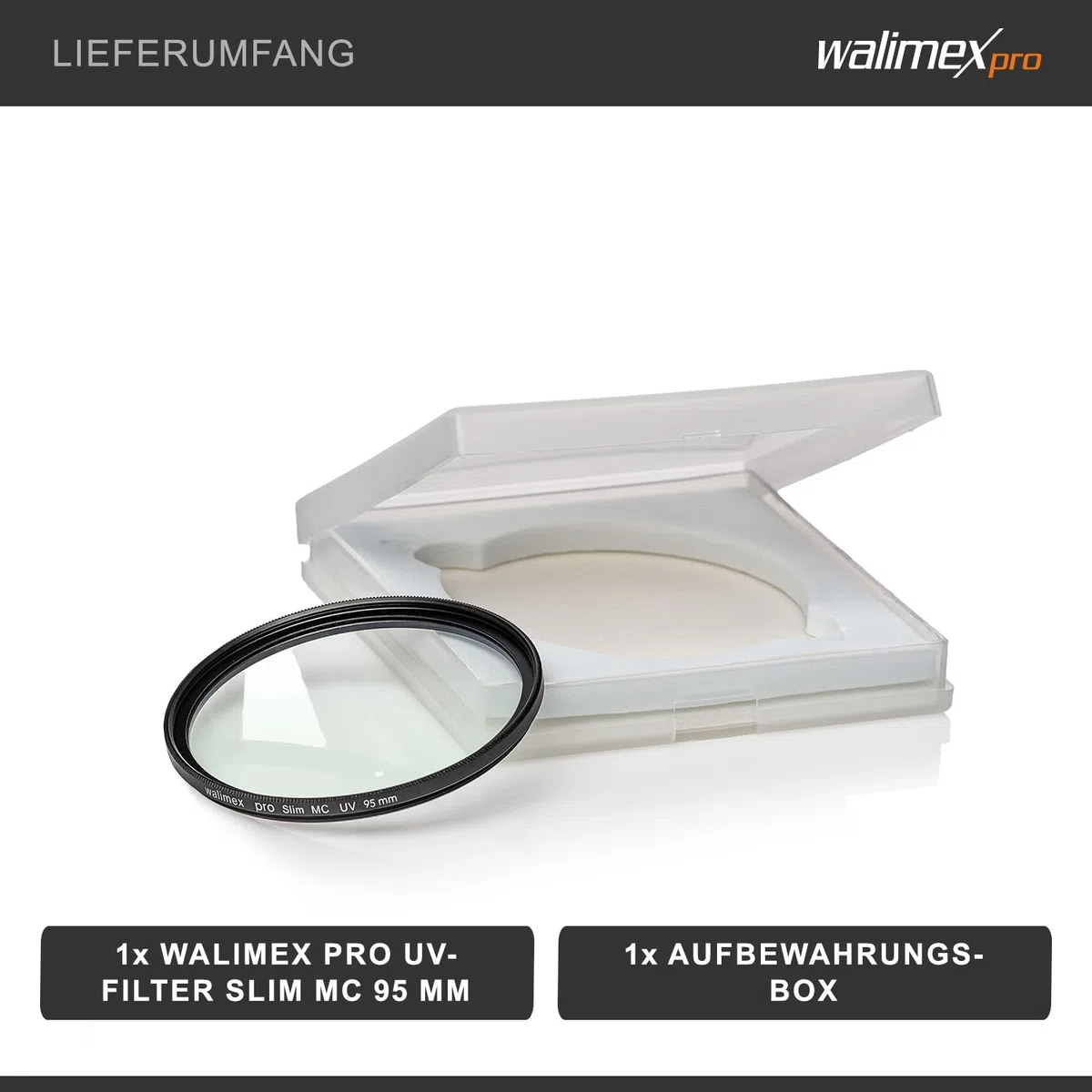 Walimex pro Filtro UV Slim MC 95 mm – Protezione dai raggi UV e dallo sporco, rivestimento multistrato di alta qualità, estremamente sottile e poco applicabile, inclusa custodia protettiva