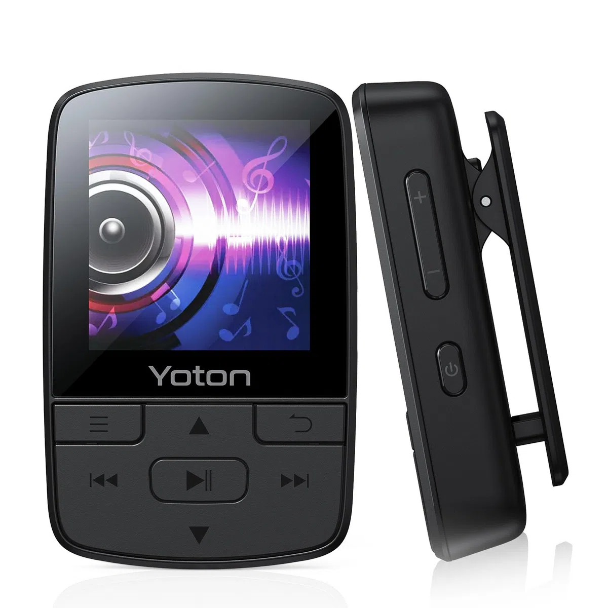 Yoton Lettore MP3 Bluetooth 5.2, Clip Sportivo, Audio Hi-Fi ad Alta Qualità, Controllo Volume Indipendente, Radio FM, Auricolare Incluso, Scheda SD non inclusa- Nero