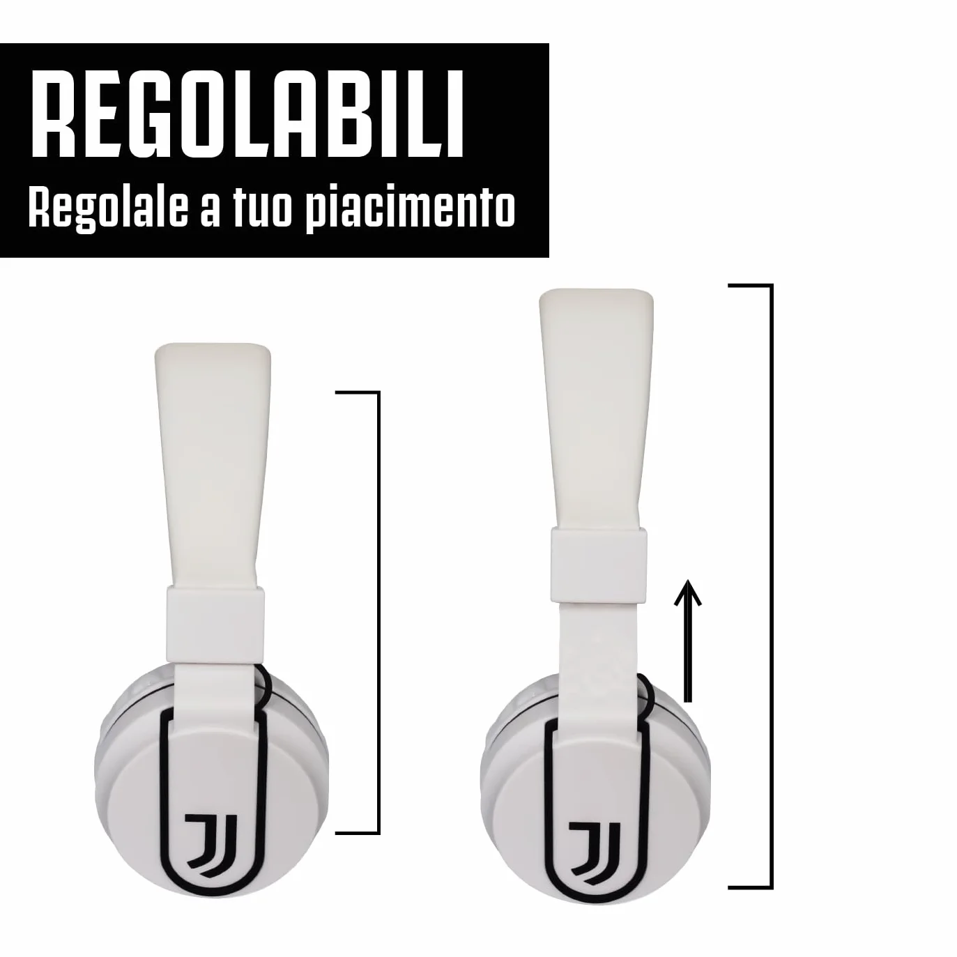 TECHMADE Juventus Football Cuffia microfono incluso |ON-EAR |con filo cavo aux | Bianco/Nero | con adattatore usb-c (+ POWERBANK 5000)
