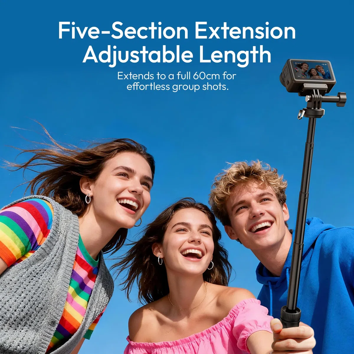 ULANZI MT92 treppiede action camera 60 cm, Mini selfie stick portatile, Asta selfie treppiede con cordino per il collo, Compatibile con gopro hero 13/12/11/10/9/8/7/6, Akaso, Dji osmo action 6/5 Pro/4