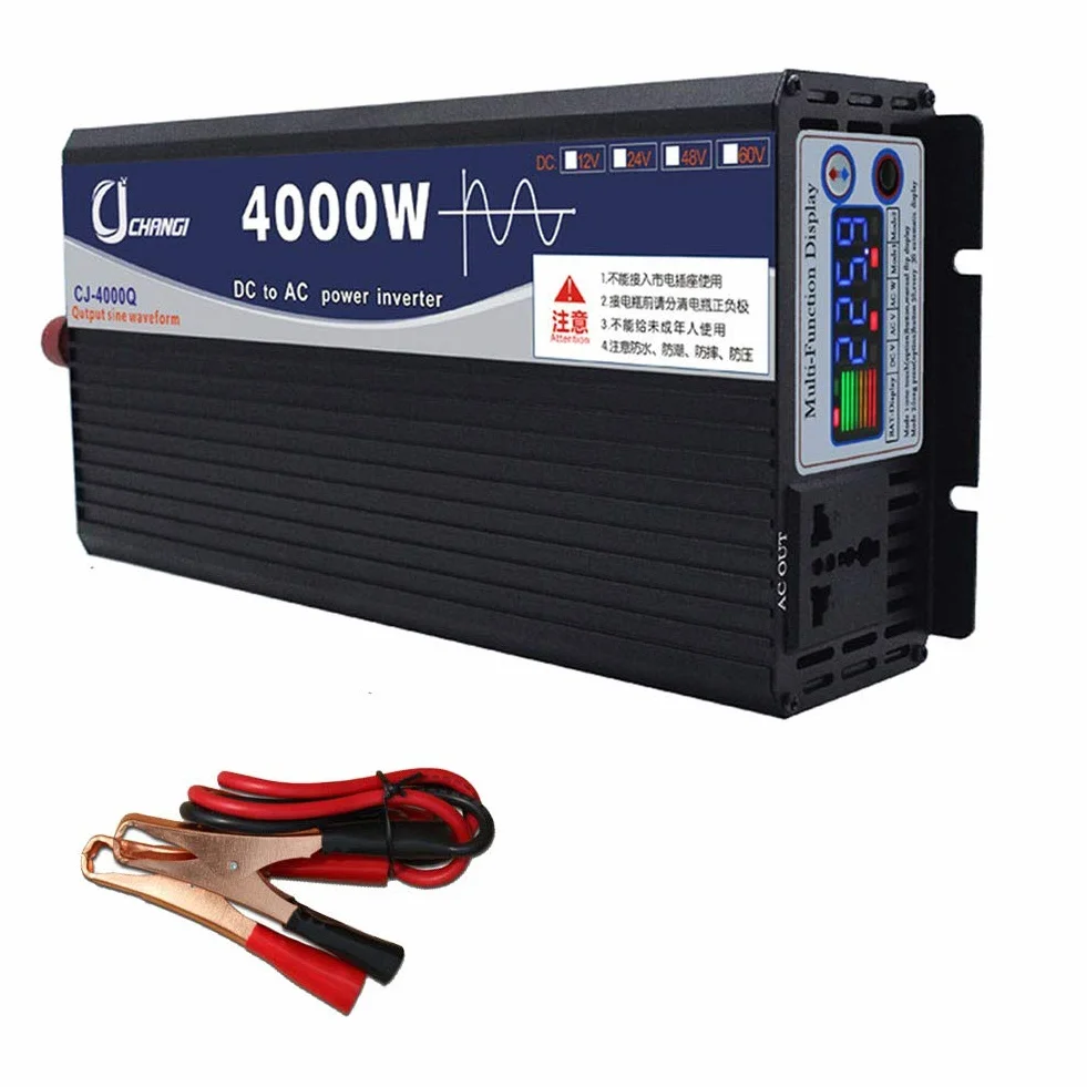 Inverter 600 W 1000 W 2000 W 3000 W 4000 W 5000 W 6000 W pura onda sinusoidale 48/60 V a 220 V trasformatore spina doppia USB auto per monitor LCD auto, iPhone, iPad e tablet laptop 48 V-4000