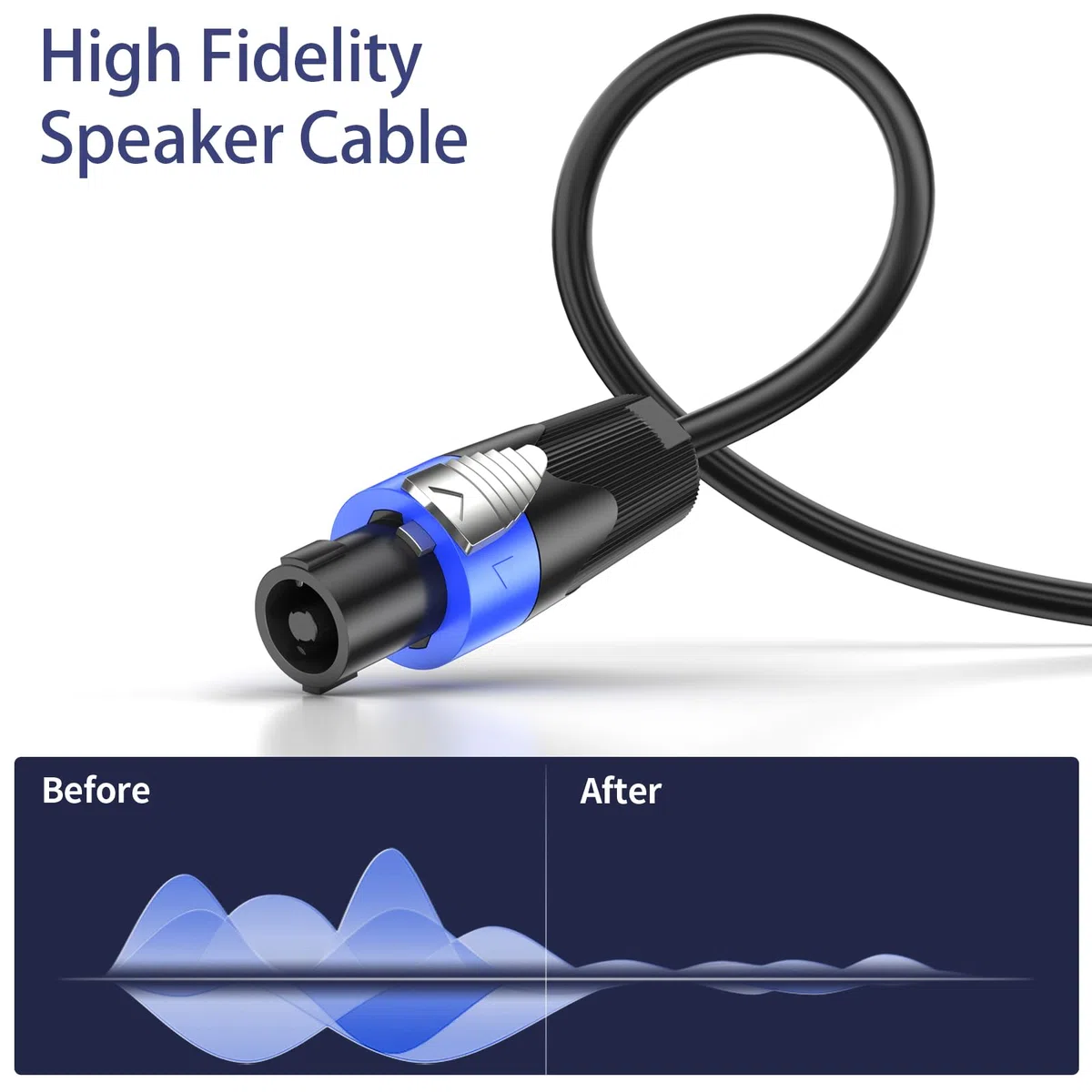 GCTBL 10M Cavi Speakon a Speakon Cavo per Casse audio professionale da 15 Guage Cavo per altoparlanti amplificatore DJ/PA con Twist Lock