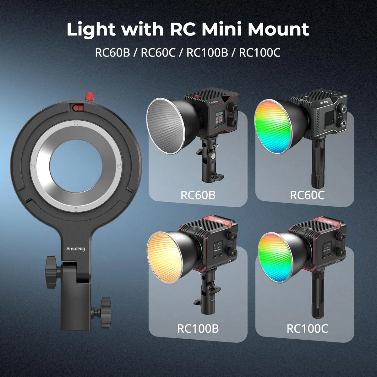SMALLRIG Adattatore per Anello di Velocità Softbox con Montaggio per Bowens per Luce Video COB SMALLRIG RC 60B, Compatibile con Montaggio per Bowens Standard, Capacità di carico di 1,5 kg - 4476