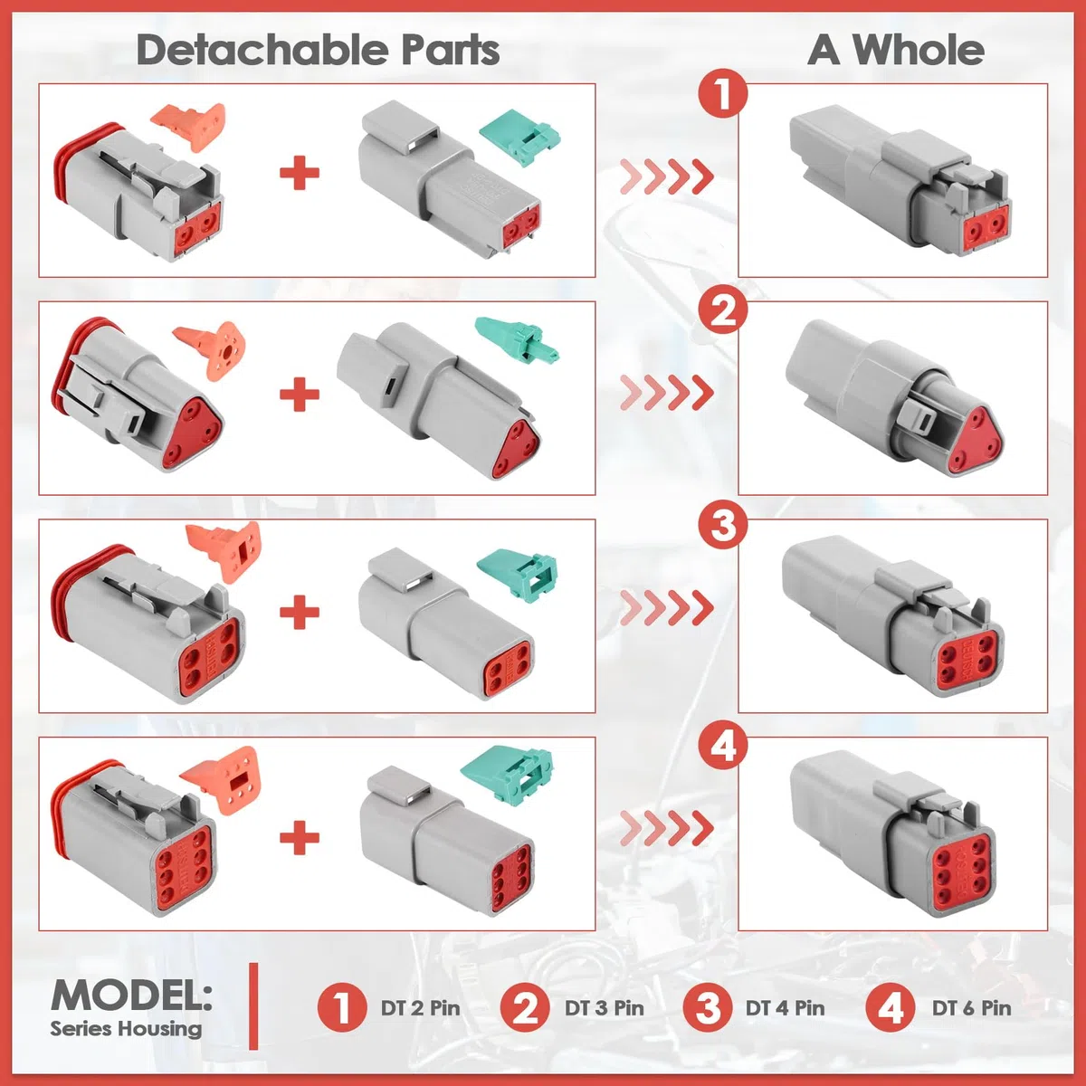DT06-2/3/4 / 6S DT04-2/3/4 / 6S DT04-2 / ​3/4 / 6P connettore Auto con Scatola portapenne