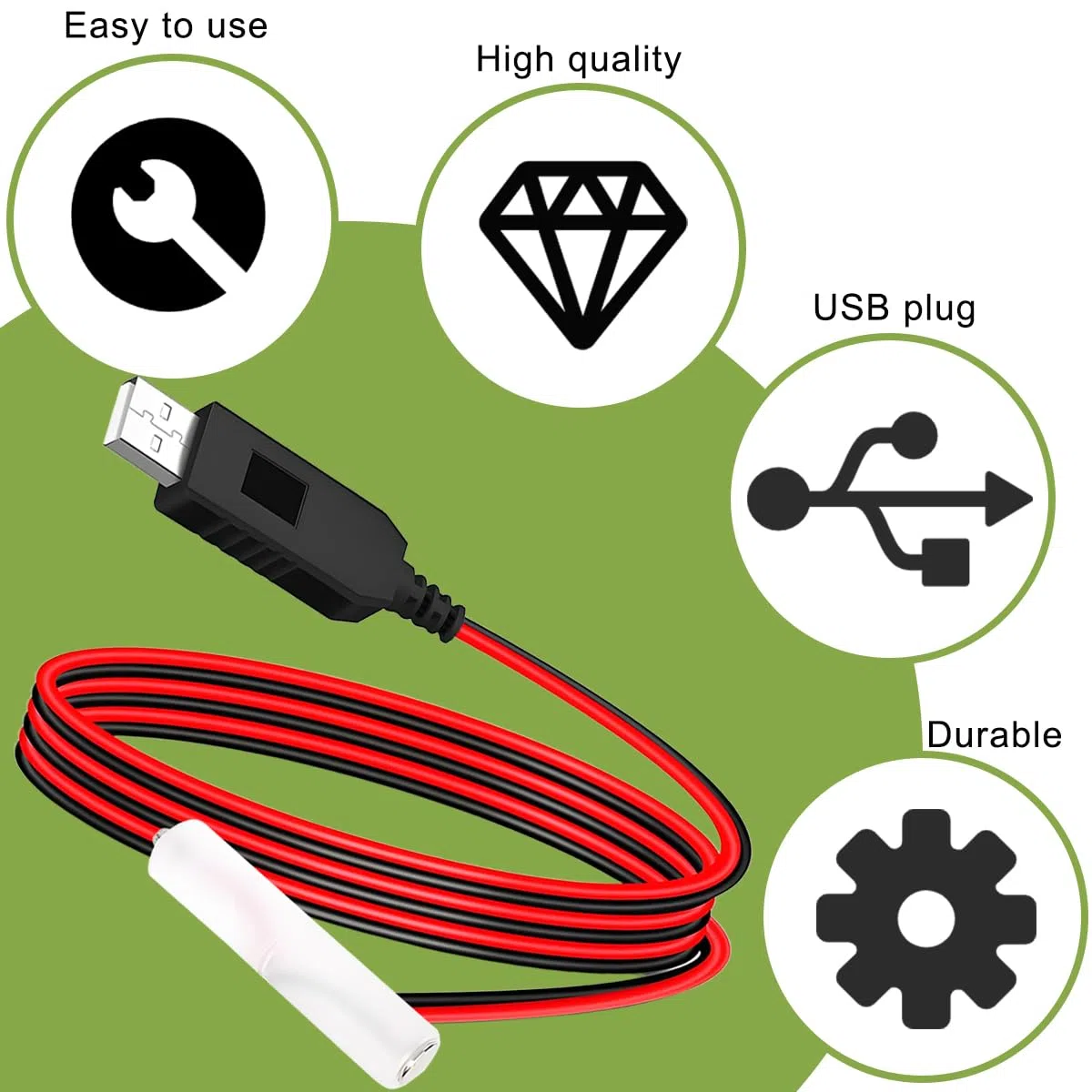 2 pezzi Convertitore alimentazione USB-AAA da 4,5V con eliminazione della batteria Alimentatore USB da 4,5V sostituire da 3 batterie AAA con interruttore ON/OFF per luci a LED Ventilatore