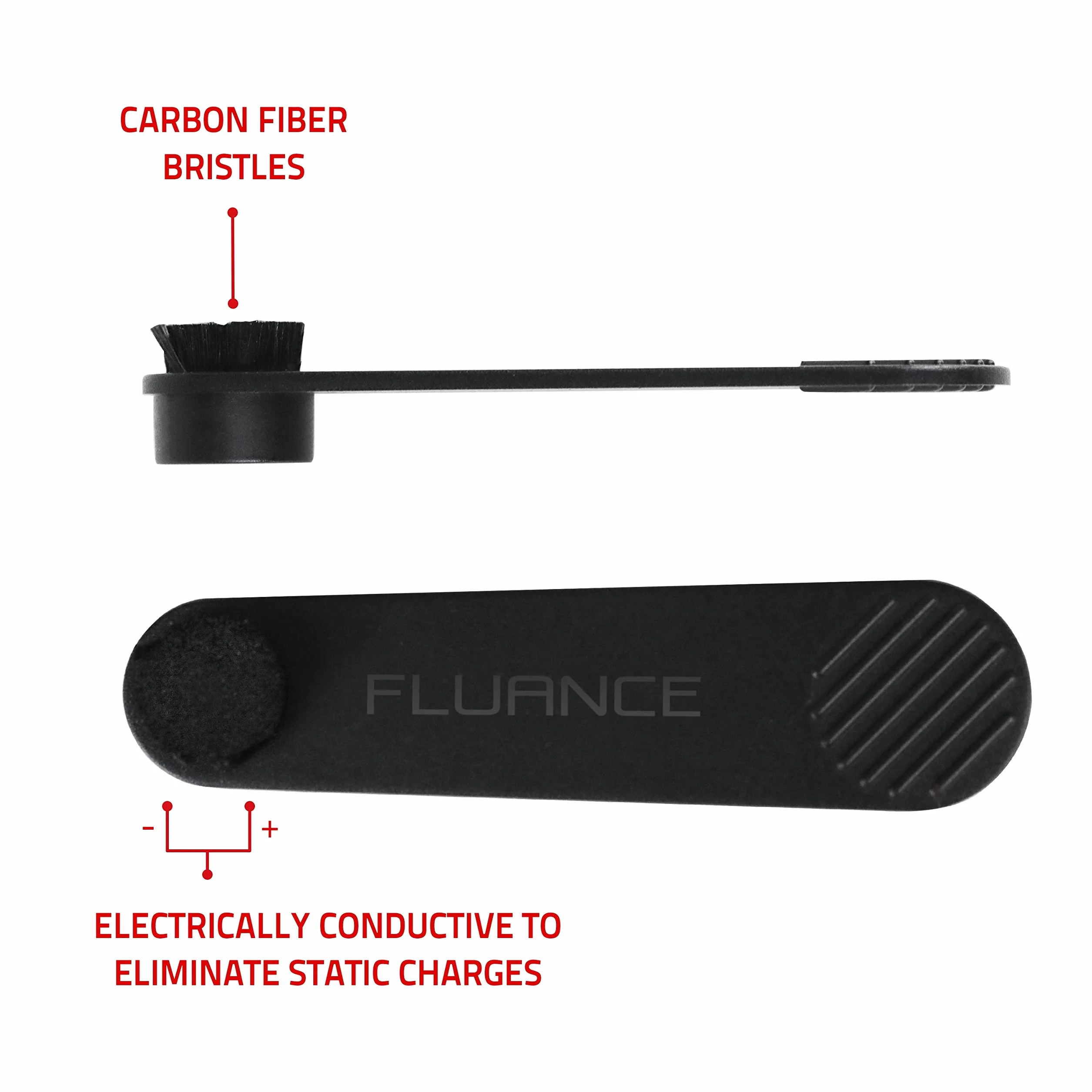 Fluance Kit di pulizia per dischi in vinile e pennino, con spazzola antistatica 2 in 1 in fibra di carbonio e morbido velluto LP e pennello stilo (VB52)