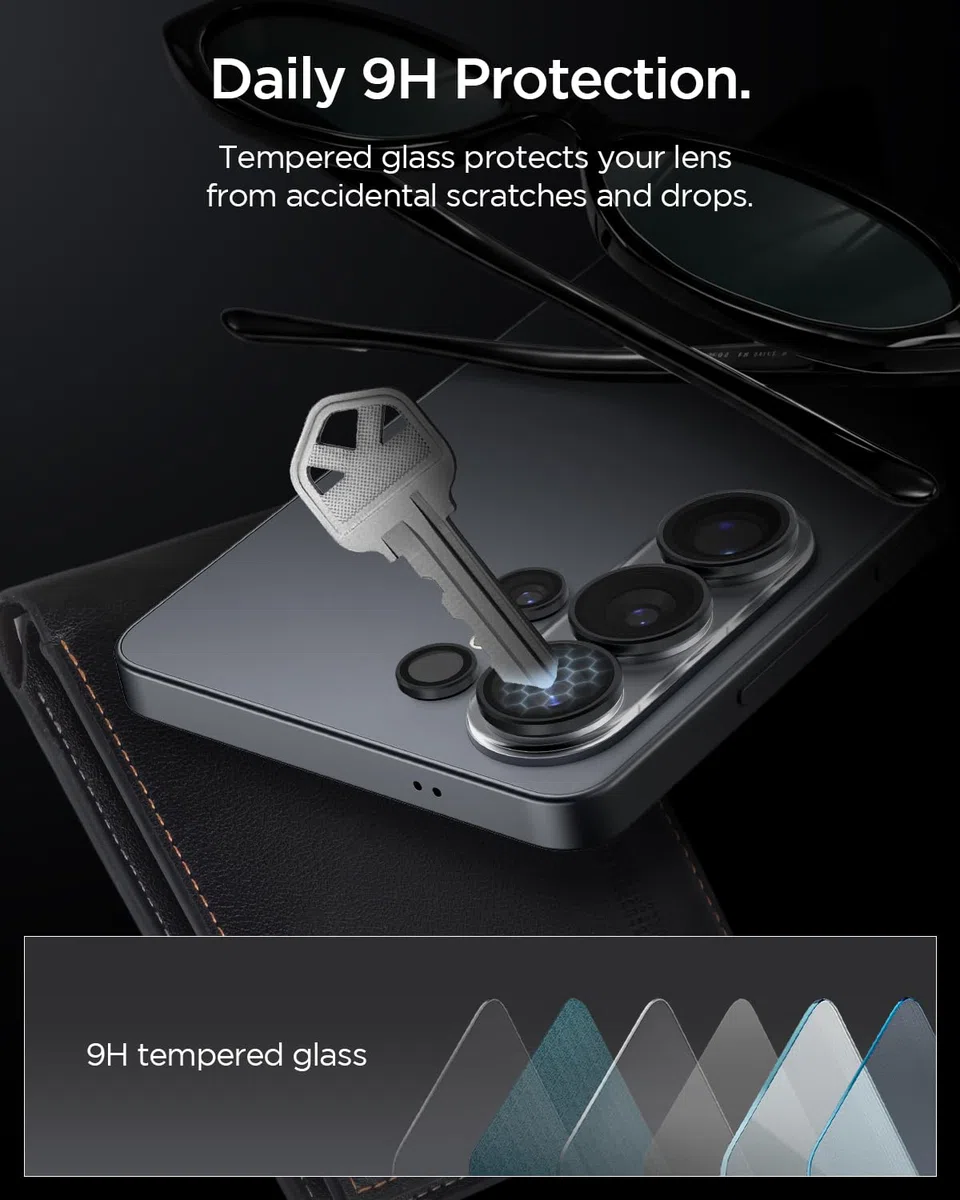Spigen Glas.tR EZ Fit Optik Pro Protezione Fotocamera compatibile con Samsung Galaxy S26 Ultra, 2 Pezzi, Nero, Anello Individuale, Durezza 9H Pellicola prottetiva
