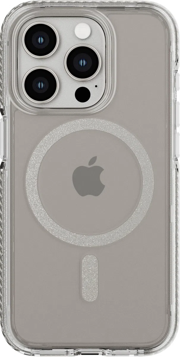 tech21 Evo Crystal - Custodia protettiva per iPhone 15 Pro, compatibile con MagSafe, in titanio naturale