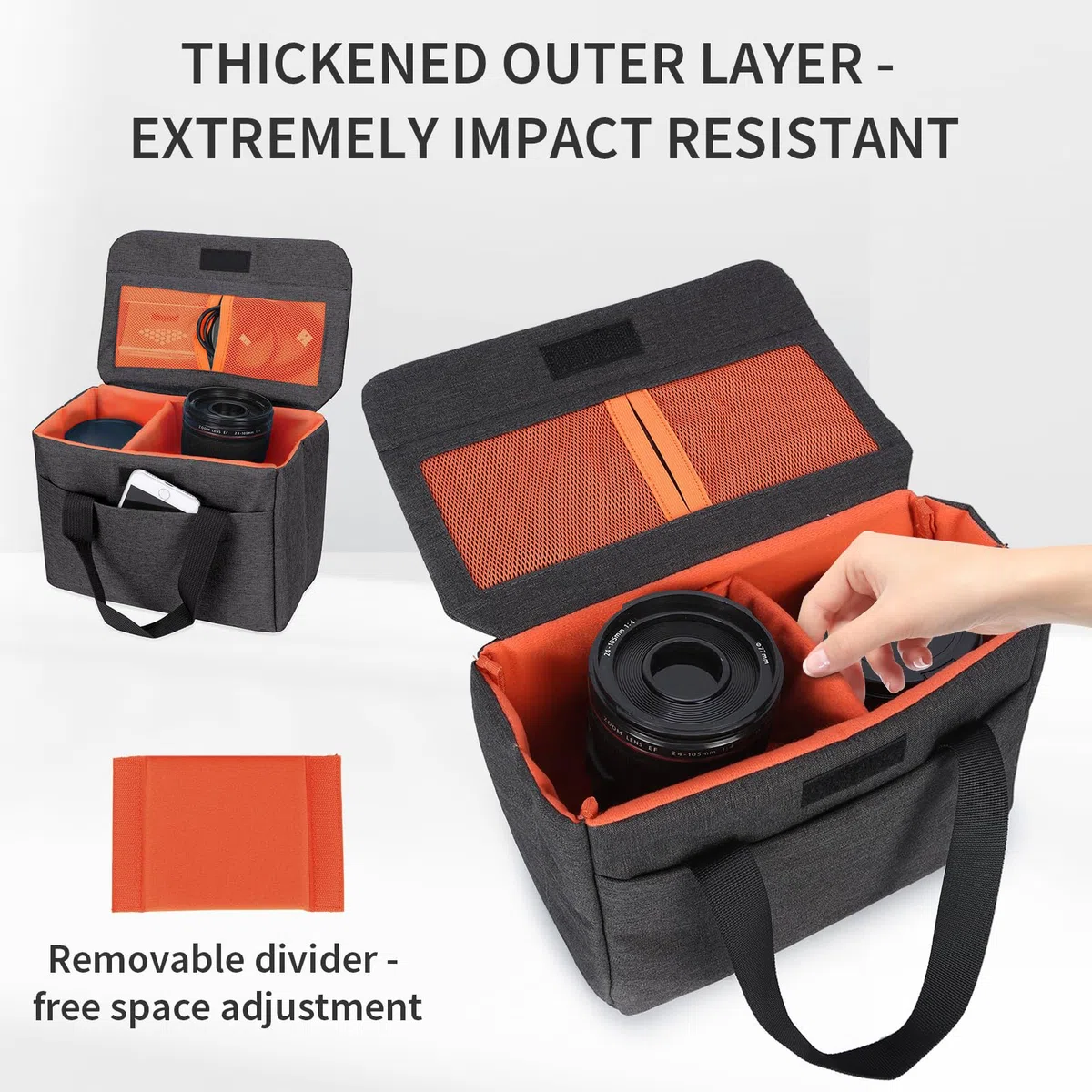 BAIGIO DSLR Custodia Macchina Fotografica Inserto Antiurto Custodia Fotocamera Reflex Borsa Macchina Fotografica Marsupio Fotografico Borsa Fotocamera per Nikon Canon Fuji Olympus Sony, Nero-Ar